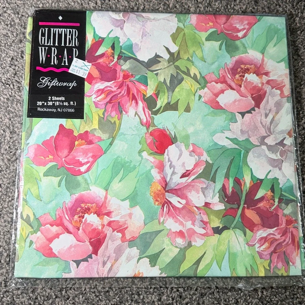 5/$25 VINTAGE Birthday Wrapping Paper Floral Flowers